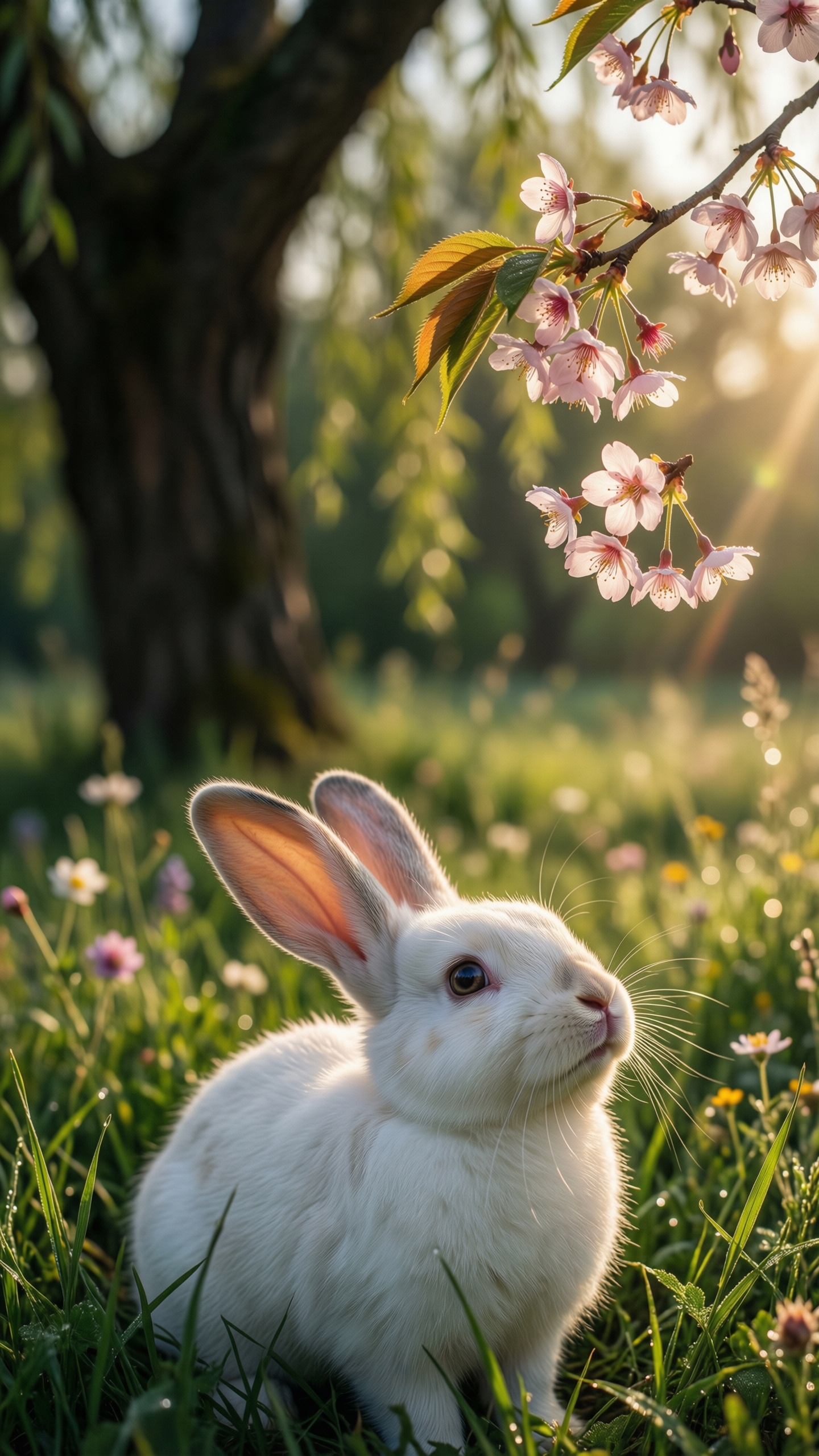 Easter Bunny in a Blossoming Garden - AI generated wallpaper