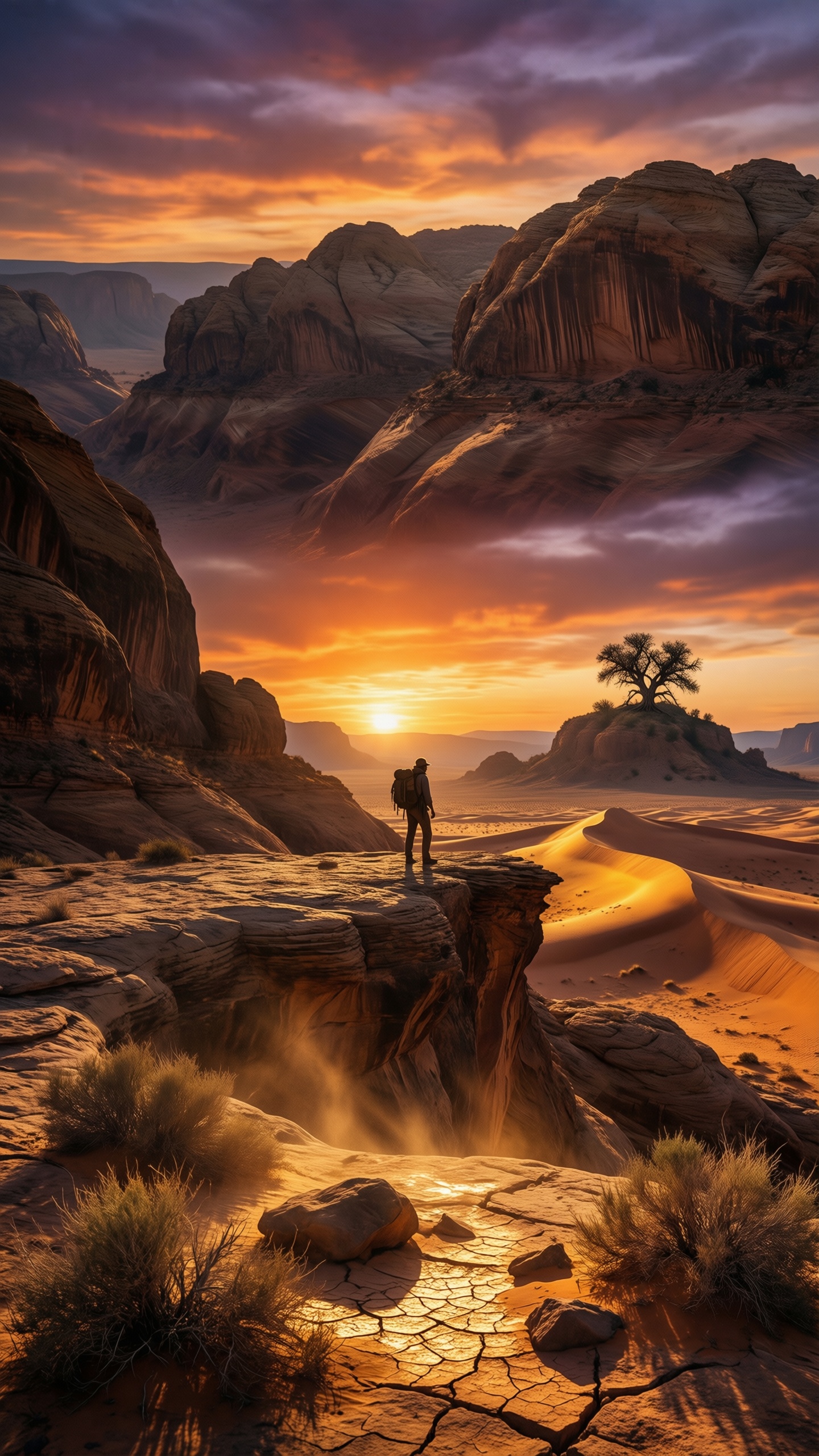 Desert Sunset Adventure - AI generated wallpaper