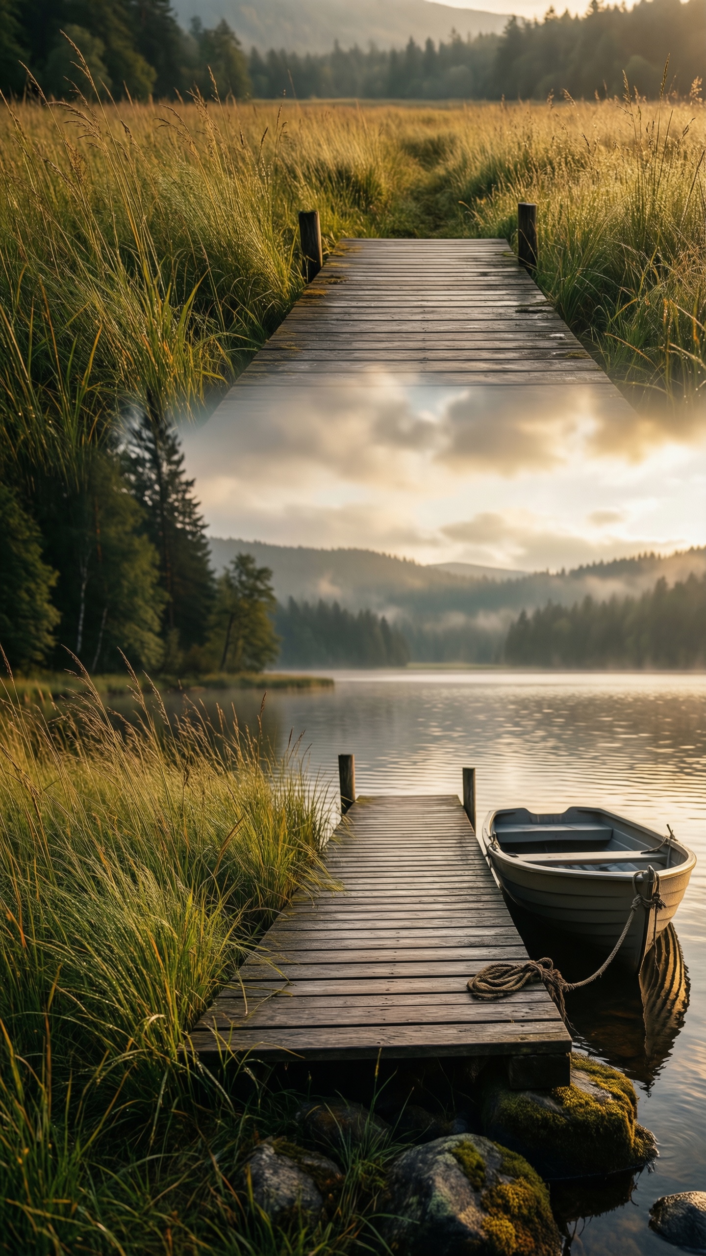 Serene Lake Dock 1 - AI generated wallpaper