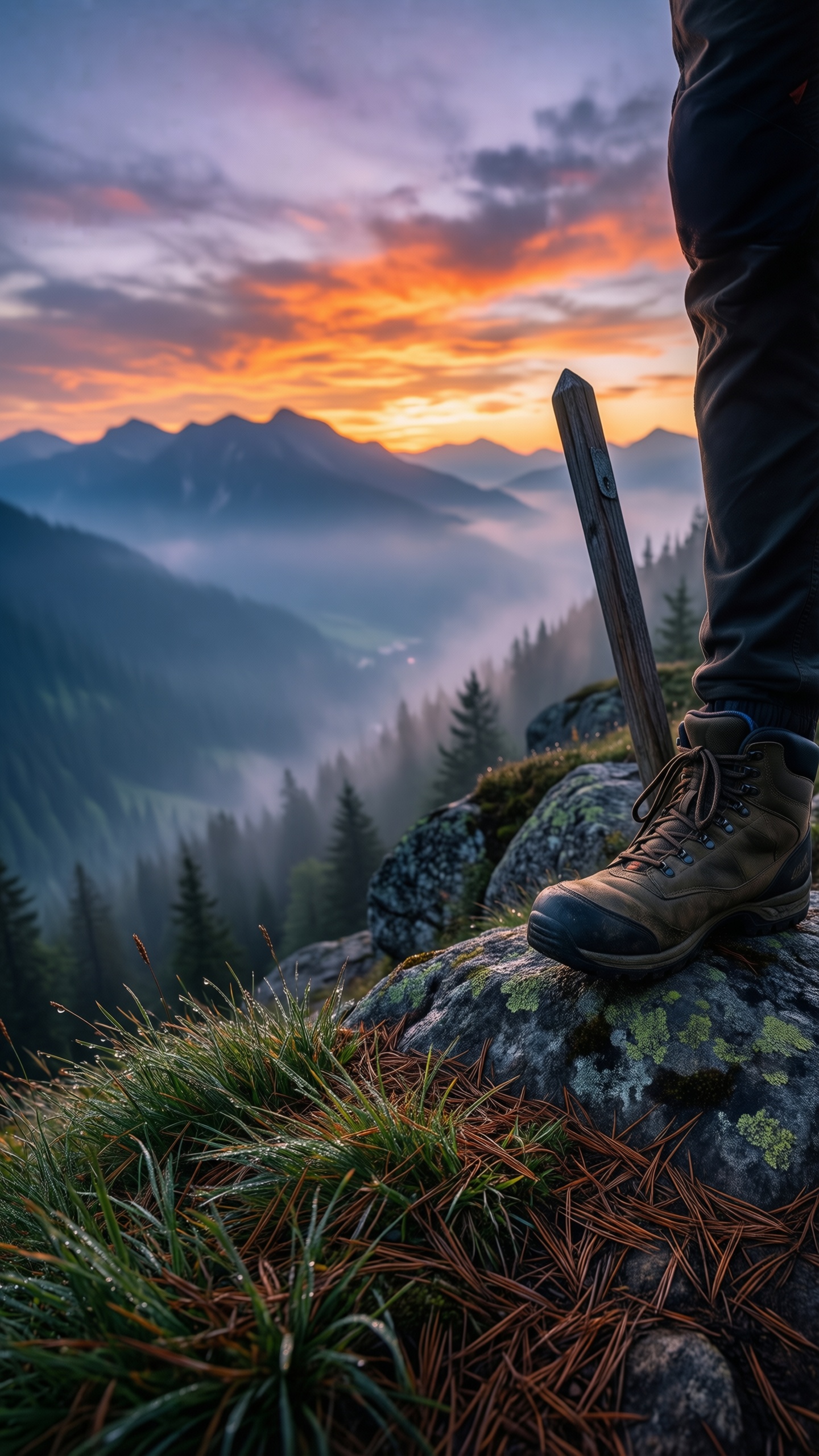 Majestic Mountain Sunset Hike - AI generated wallpaper