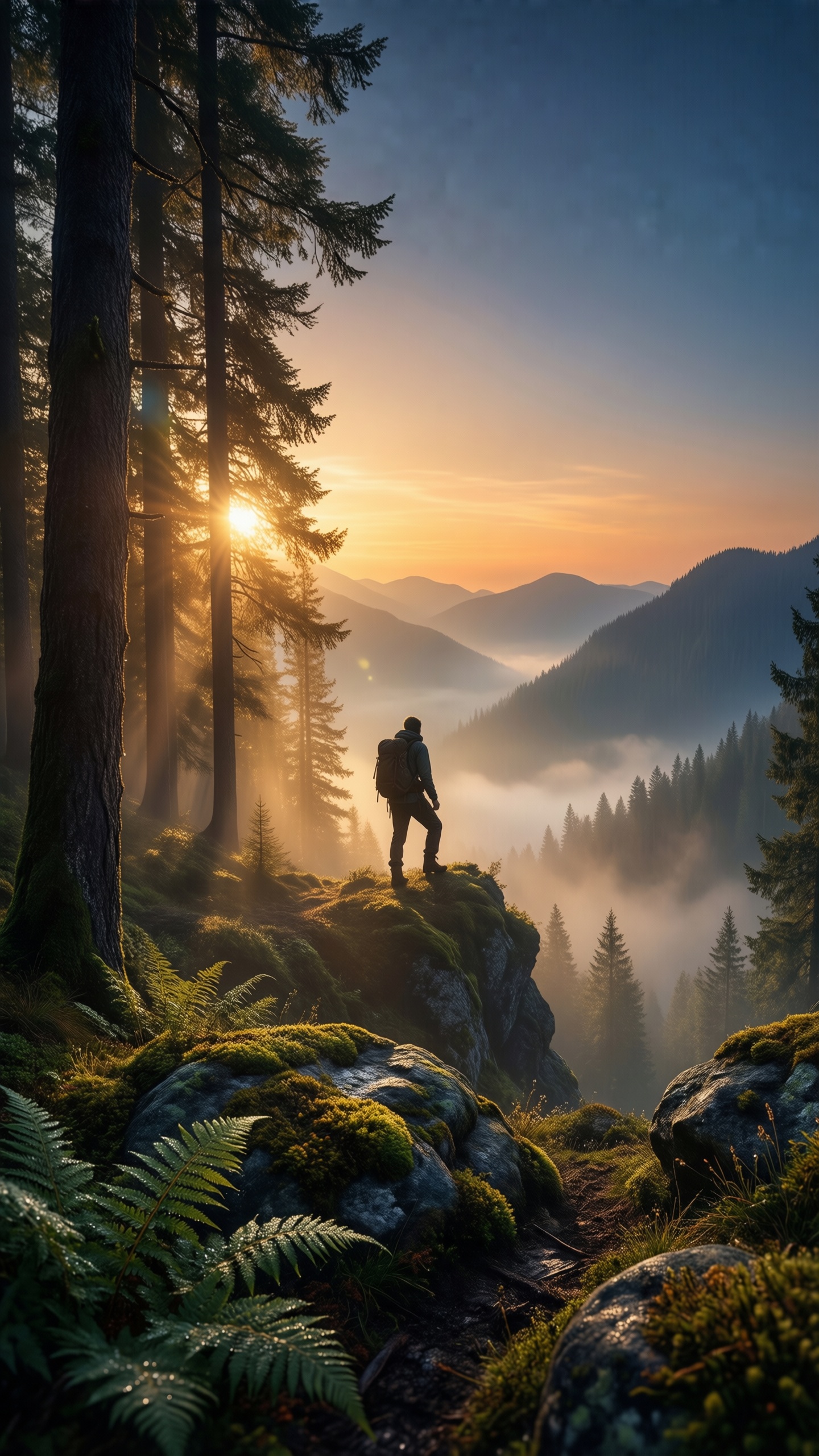 Majestic Forest Sunset 1 - AI generated wallpaper