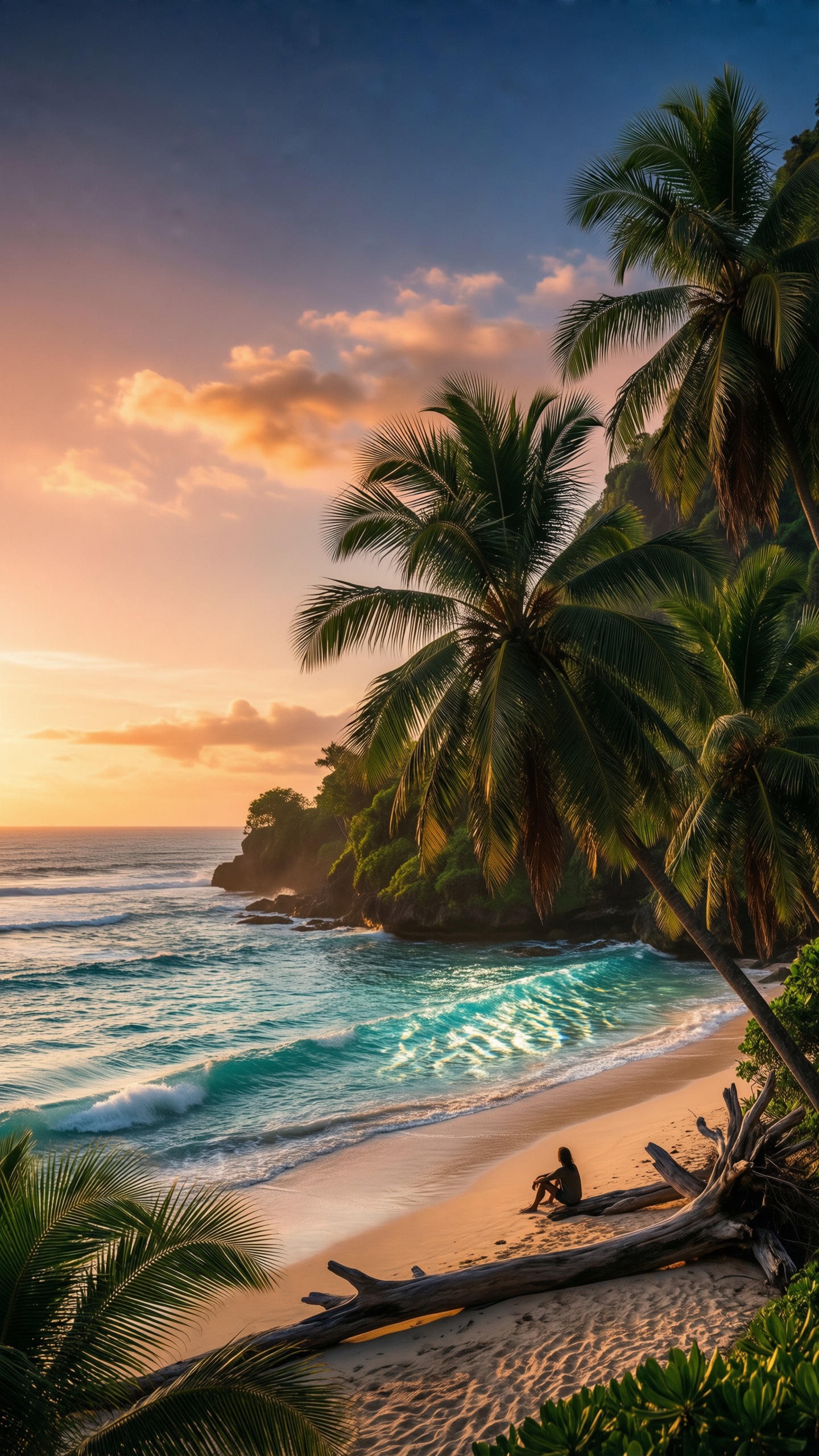 Tropical Sunset Serenity - AI generated wallpaper