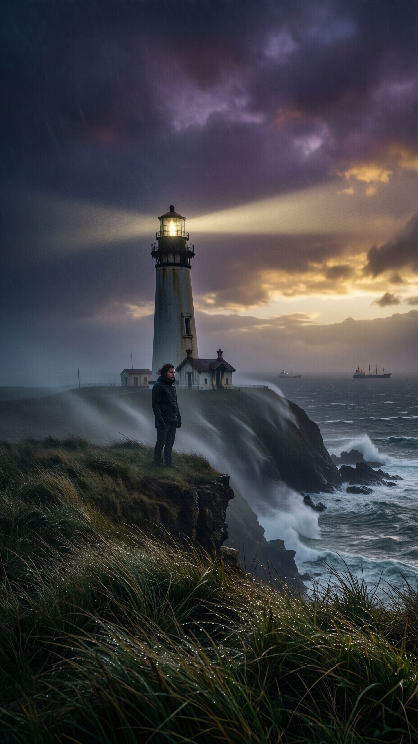 Mystic Lighthouse Under Storm - AI generated wallpaper