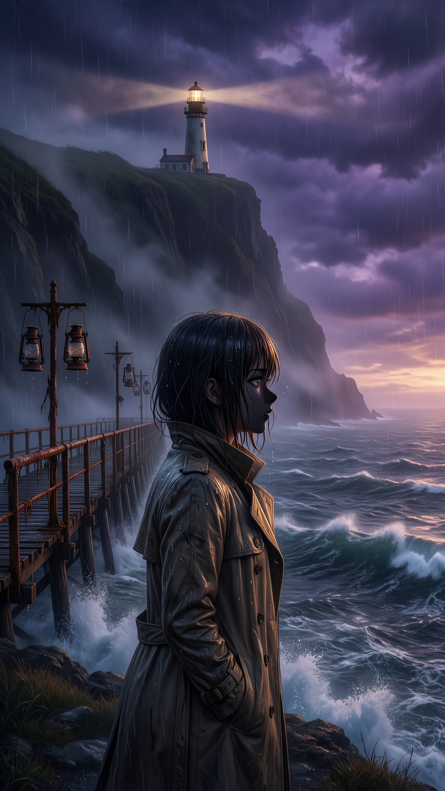 Mystic Lighthouse Journey - AI generated wallpaper