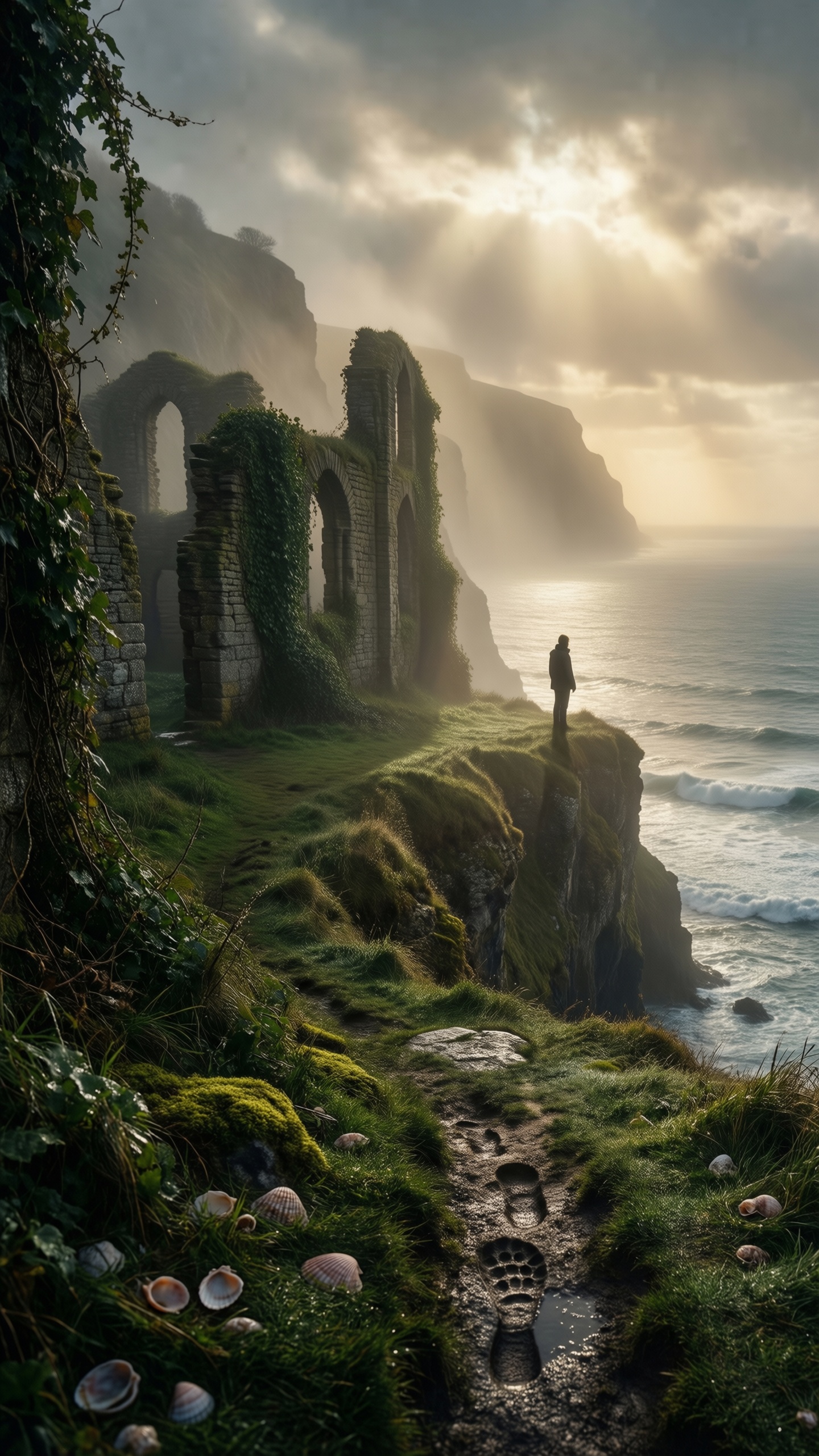 Mystic Ruins by the Sea 2 - AI generated wallpaper