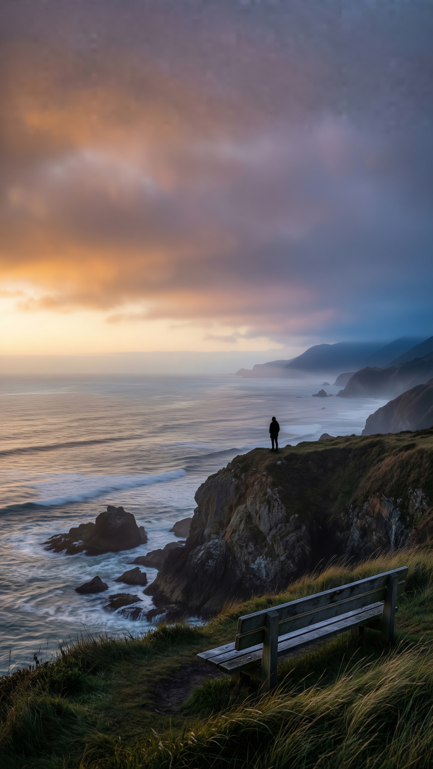 Misty Coastal Cliff - AI generated wallpaper