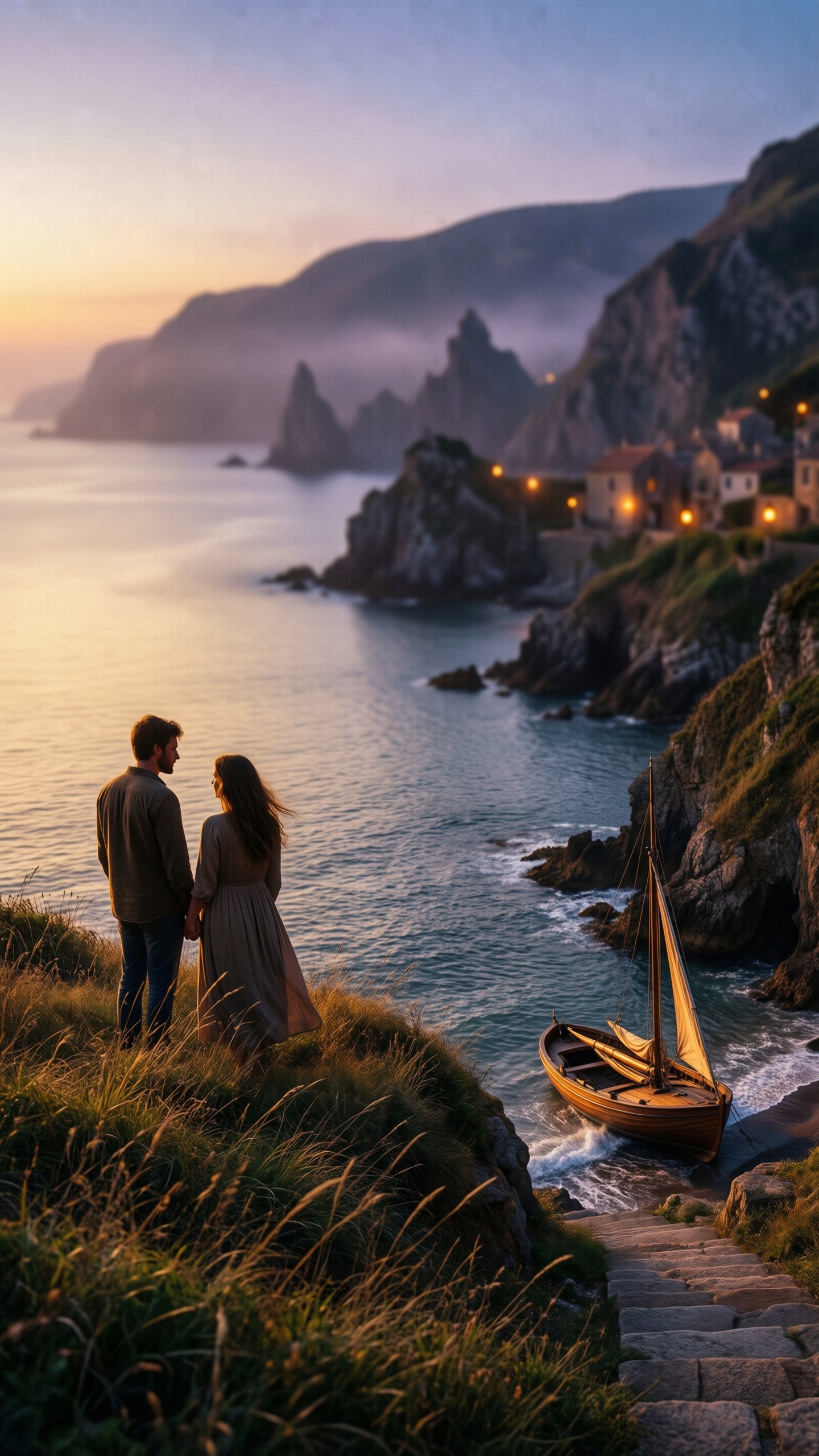 Romantic Coastal Sunset 2 - AI generated wallpaper