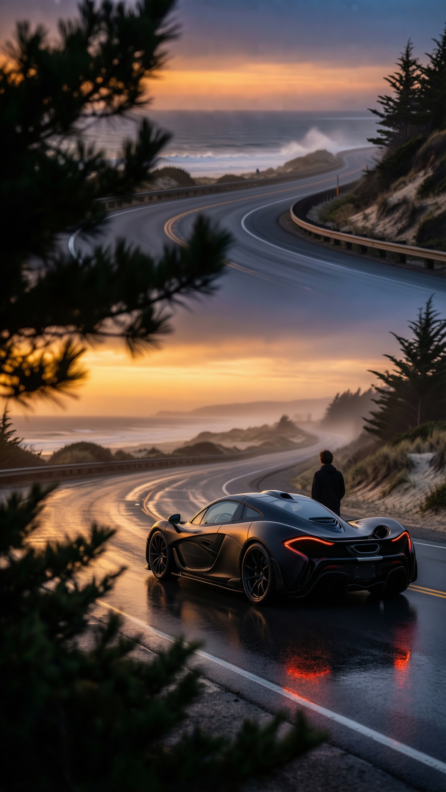 Sunset Coastal Drive 2 - AI generated wallpaper