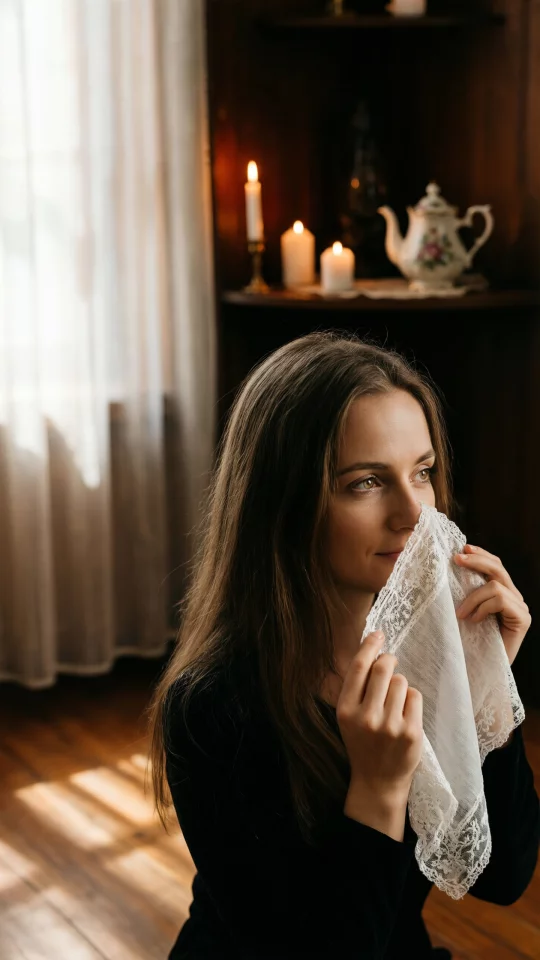 Mysterious Woman with Lace Handkerchief