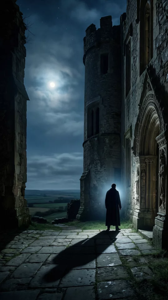 Mysterious Castle Under Moonlight
