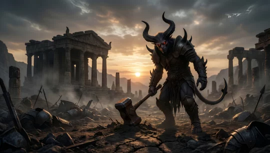 Dark Demon in Ruined Temple