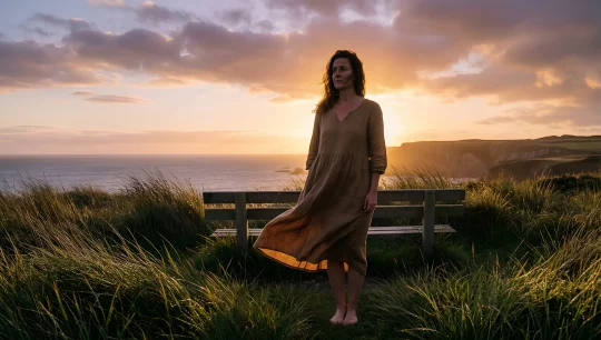 Woman at Sunset by the Sea
