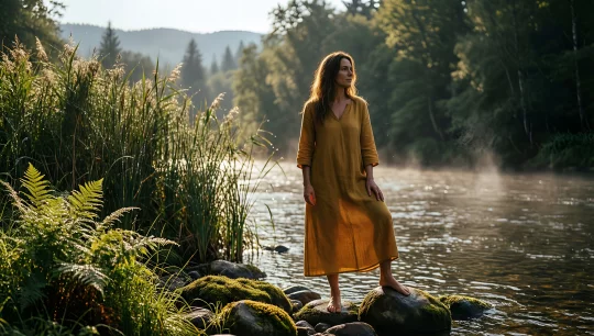 Serene Woman by the River