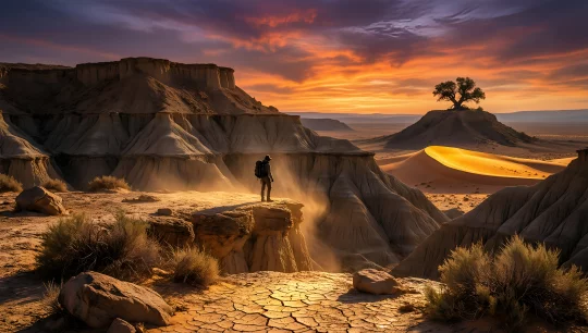 Desert Solitude at Sunset