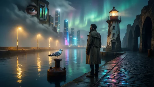 Cyberpunk Harbor Night